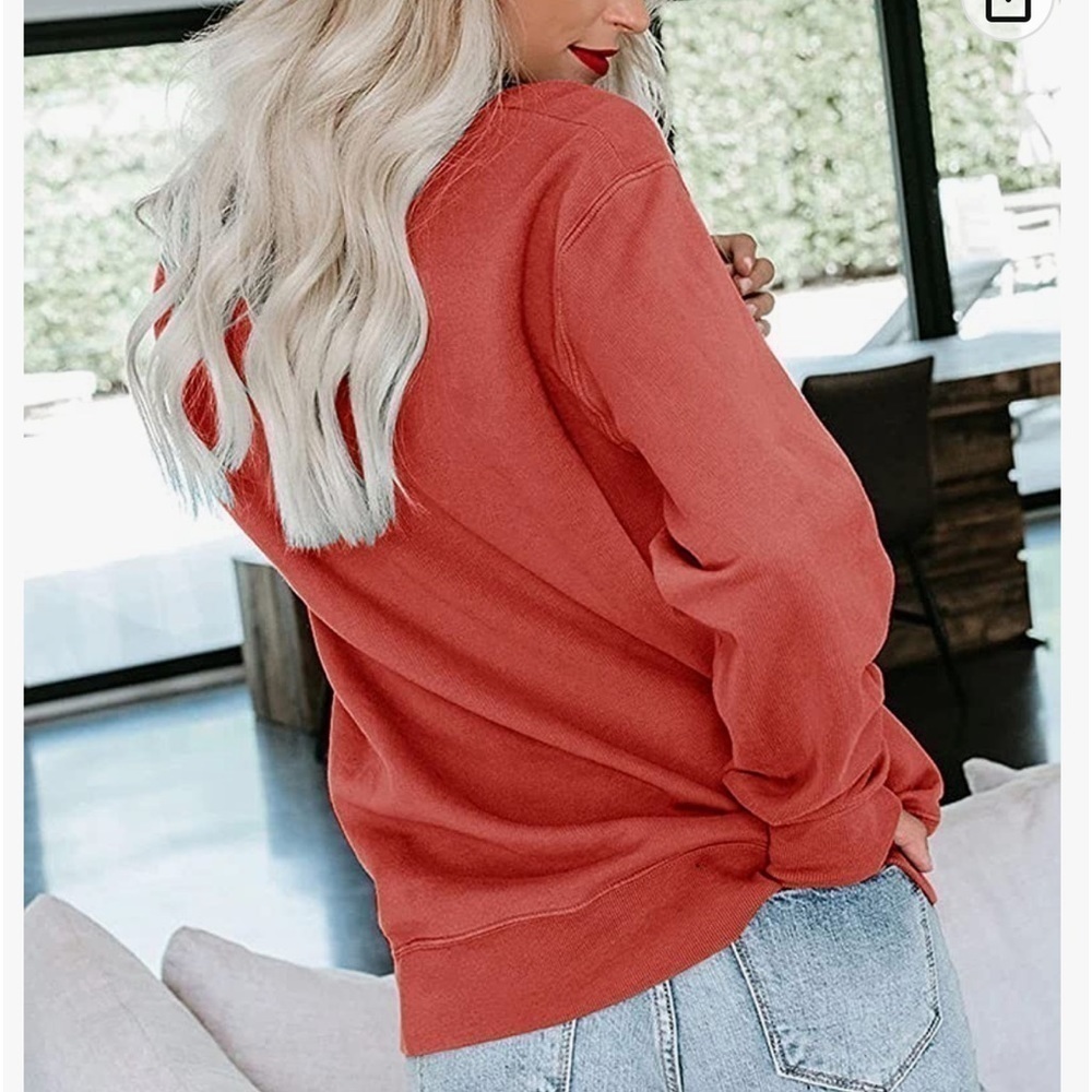 Casual Crewneck Sweatshirts Long Sleeve Cute Tunic Tops Loose Fitting Pullovers - Picture 6 of 7